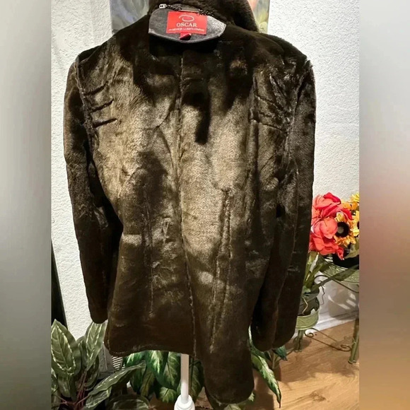 Oscar De La Renta Vintage Black Leather Faux Fur lined Long Sleeve Jacket Size M - Picture 10 of 15